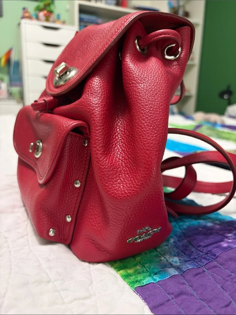 Coach compact pebbled